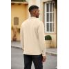 imageCOOFANDY Mens Polo Shirt Long Sleeve Casual Button Polo Tee Plaid Collared Golg Shirt with PocketLight Khaki