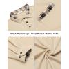imageCOOFANDY Mens Polo Shirt Long Sleeve Casual Button Polo Tee Plaid Collared Golg Shirt with PocketLight Khaki