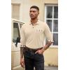 imageCOOFANDY Mens Polo Shirt Long Sleeve Casual Button Polo Tee Plaid Collared Golg Shirt with PocketLight Khaki