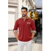 imageCOOFANDY Mens Polo Shirt Long Sleeve Casual Button Polo Tee Plaid Collared Golg Shirt with PocketRed