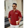 imageCOOFANDY Mens Polo Shirt Long Sleeve Casual Button Polo Tee Plaid Collared Golg Shirt with PocketRed