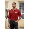 imageCOOFANDY Mens Polo Shirt Long Sleeve Casual Button Polo Tee Plaid Collared Golg Shirt with PocketRed