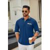 imageCOOFANDY Mens Polo Shirt Long Sleeve Casual Button Polo Tee Plaid Collared Golg Shirt with PocketRoyal Blue