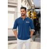 imageCOOFANDY Mens Polo Shirt Long Sleeve Casual Button Polo Tee Plaid Collared Golg Shirt with PocketRoyal Blue