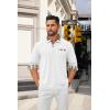 imageCOOFANDY Mens Polo Shirt Long Sleeve Casual Button Polo Tee Plaid Collared Golg Shirt with PocketWhite