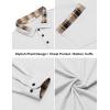 imageCOOFANDY Mens Polo Shirt Long Sleeve Casual Button Polo Tee Plaid Collared Golg Shirt with PocketWhite