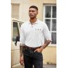 imageCOOFANDY Mens Polo Shirt Long Sleeve Casual Button Polo Tee Plaid Collared Golg Shirt with PocketWhite