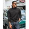imageCOOFANDY Mens Quarter Zip Pullover Lightweight Textured TShirts Long Sleeve Casual Mock Neck Polo ShirtsAll Black