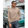imageCOOFANDY Mens Quarter Zip Pullover Lightweight Textured TShirts Long Sleeve Casual Mock Neck Polo ShirtsKhaki
