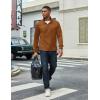 imageCOOFANDY Mens Quarter Zip Pullover Lightweight Textured TShirts Long Sleeve Casual Mock Neck Polo ShirtsLight Brown