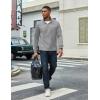 imageCOOFANDY Mens Quarter Zip Pullover Lightweight Textured TShirts Long Sleeve Casual Mock Neck Polo ShirtsLight Grey