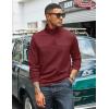 imageCOOFANDY Mens Quarter Zip Pullover Lightweight Textured TShirts Long Sleeve Casual Mock Neck Polo ShirtsWine Red