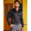 imageCOOFANDY Mens Silk Satin Dress Shirts Jacquard Long Sleeve Floral Button Up Shirts Party Prom Wedding ShirtPblack