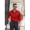 imageCOOFANDY Mens Stretch Dress Shirts Long Sleeve Button Down Shirt Regular Fit Formal Business ShirtsDeep Red