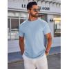 imageCOOFANDY Mens TShirts Short Sleeve Plain Tshirts Casual Crew Neck Basic T Shirt Soft Cooling Fitted Stretch Tee ShirtsLight Blue