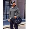 imageCOOFANDY Quarter Zip Pullover Men Long Sleeve Sweatshirts for Men Fleece Sweater FallLight Grey