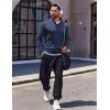 imageCOOFANDY Quarter Zip Pullover Men Long Sleeve Sweatshirts for Men Fleece Sweater FallNavy Blue