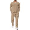imageCOOFANDY Mens 2 Piece Tracksuit Set Quarter Zip Sweatsuit Athletic Running Suit Sets Long Sleeve Casual OutfitsKhaki