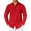 imageCOOFANDY Mens Button Down Long Sleeve Shirt Casual Untucked Dress Shirt Regular Fit Wedding ShirtsFiery Red
