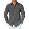 imageCOOFANDY Mens Button Down Long Sleeve Shirt Casual Untucked Dress Shirt Regular Fit Wedding ShirtsGranite Gray