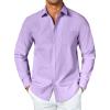 imageCOOFANDY Mens Button Down Long Sleeve Shirt Casual Untucked Dress Shirt Regular Fit Wedding ShirtsPurple Rose