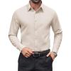 imageCOOFANDY Mens Dress Shirts Long Sleeve Stain Shield Button Down Shirt Regular Fit Formal Business Wedding ShirtsBeige