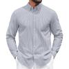 imageCOOFANDY Mens Long Sleeve Button Down Shirt Casual Untucked Shirts for Men Oxford Dress ShirtsWhitenavy Blue Stripe