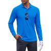 imageCOOFANDY Mens Long Sleeve Polo Shirts Moisture Wicking Golf Shirts Lightweight Athletic Collared ShirtBlue