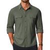 imageCOOFANDY Mens Long Sleeve Shirts Casual Button Down Shirt Wrinkle Free Dress Shirt with PocketArmy Green