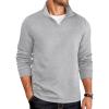 imageCOOFANDY Mens Quarter Zip Pullover Lightweight Textured TShirts Long Sleeve Casual Mock Neck Polo ShirtsLight Grey