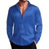imageCOOFANDY Mens Silk Satin Dress Shirts Jacquard Long Sleeve Floral Button Up Shirts Party Prom Wedding ShirtBlue Rose Jacquard