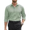 imageCOOFANDY Mens Stretch Dress Shirts Long Sleeve Button Down Shirt Regular Fit Formal Business ShirtsLight Greenflower
