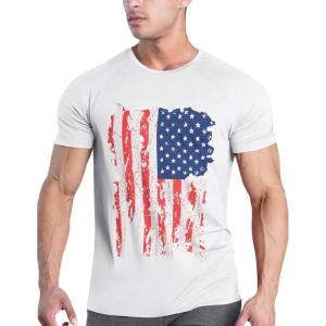 imageCOOFANDY Mens 3 Pack Workout T Shirts Short Sleeve Gym Bodybuilding Muscle Shirt Base Layer Fitness Tee TopsAmerican Flag White