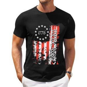 imageCOOFANDY Mens Crew Neck T Shirt Short Sleeve Casual Summer Basic Tee Slim Fit Workout TShirtBlack Red White Flag