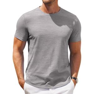 imageCOOFANDY Mens Crew Neck T Shirt Short Sleeve Casual Summer Basic Tee Slim Fit Workout TShirtLight Gray