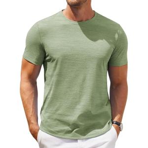 imageCOOFANDY Mens Crew Neck T Shirt Short Sleeve Casual Summer Basic Tee Slim Fit Workout TShirtLight Green