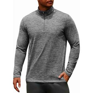 imageCOOFANDY Mens Quarter Zip Pullover Long Sleeve Sweatshirt 14 Zip Golf Shirt Winter Fleece Lined Thermal PulloverDark Gray