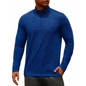 imageCOOFANDY Mens Quarter Zip Pullover Long Sleeve Sweatshirt 14 Zip Golf Shirt Winter Fleece Lined Thermal PulloverSky Blue