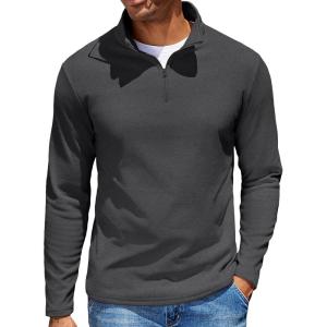 imageCOOFANDY Quarter Zip Pullover Men Long Sleeve Sweatshirts for Men Fleece Sweater FallHeather Grey
