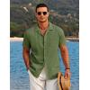 imageCOOFANDY Mens Casual Button Down Shirts Short Sleeve Summer Beach Shirt Cuban Vacation Textured Shirts with PocketArmy Green