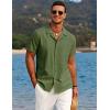 imageCOOFANDY Mens Casual Button Down Shirts Short Sleeve Summer Beach Shirt Cuban Vacation Textured Shirts with PocketArmy Green