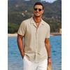 imageCOOFANDY Mens Casual Button Down Shirts Short Sleeve Summer Beach Shirt Cuban Vacation Textured Shirts with PocketBeige
