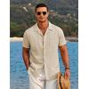 imageCOOFANDY Mens Casual Button Down Shirts Short Sleeve Summer Beach Shirt Cuban Vacation Textured Shirts with PocketBeige