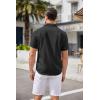 imageCOOFANDY Mens Casual Button Down Shirts Short Sleeve Summer Beach Shirt Cuban Vacation Textured Shirts with PocketBlack