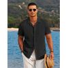 imageCOOFANDY Mens Casual Button Down Shirts Short Sleeve Summer Beach Shirt Cuban Vacation Textured Shirts with PocketBlack