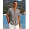 imageCOOFANDY Mens Casual Button Down Shirts Short Sleeve Summer Beach Shirt Cuban Vacation Textured Shirts with PocketBrown
