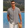imageCOOFANDY Mens Casual Button Down Shirts Short Sleeve Summer Beach Shirt Cuban Vacation Textured Shirts with PocketBrown
