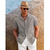 imageCOOFANDY Mens Casual Button Down Shirts Short Sleeve Summer Beach Shirt Cuban Vacation Textured Shirts with PocketBrown