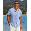 imageCOOFANDY Mens Casual Button Down Shirts Short Sleeve Summer Beach Shirt Cuban Vacation Textured Shirts with PocketClear Blue