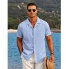imageCOOFANDY Mens Casual Button Down Shirts Short Sleeve Summer Beach Shirt Cuban Vacation Textured Shirts with PocketClear Blue